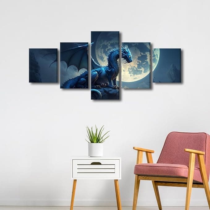 Póster de dragón impreso en lienzo con diseño de dragón HD - vista alternativa